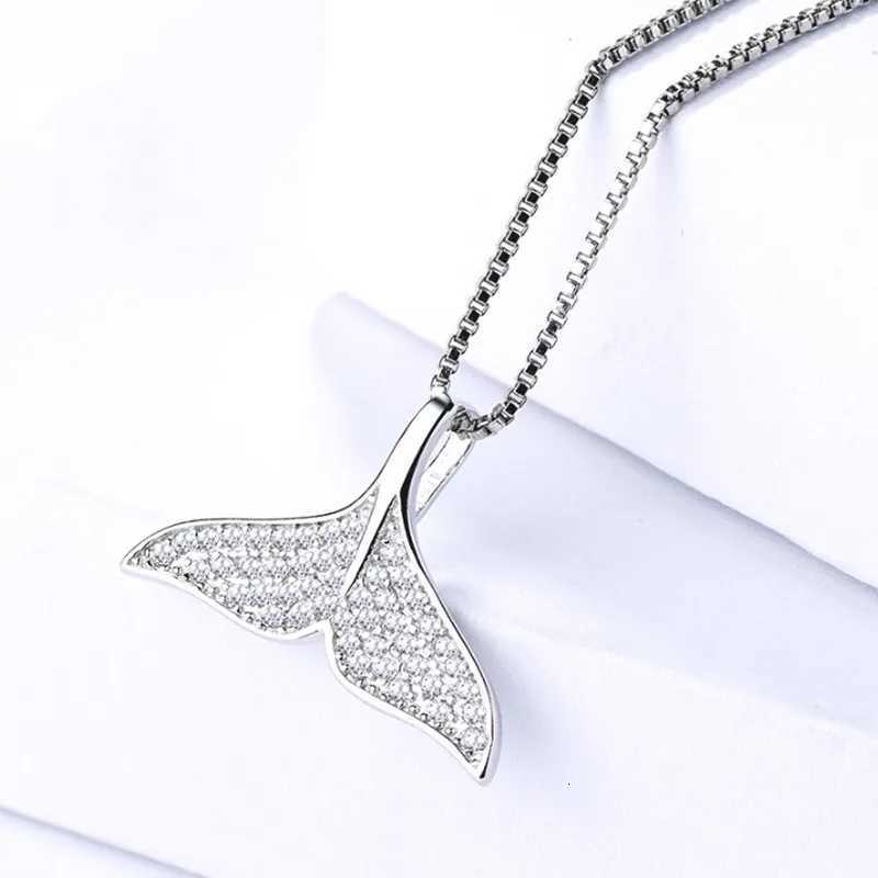 Buyee 925 Sterling Silver Female Pendant Chain White Zircon Dolphin Fishtail Necklace for Women Fashion Party Fine Jewelry Chain M251211