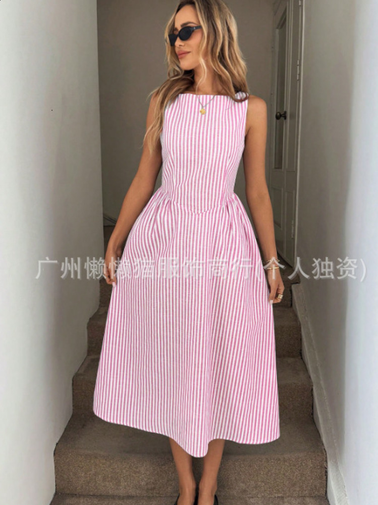 Bohemian Holiday Sundress ZANZEA Summer Elegant Maxi Dress Women Chic Striped Robe Longue Beach Party Sleeveless Dress240730