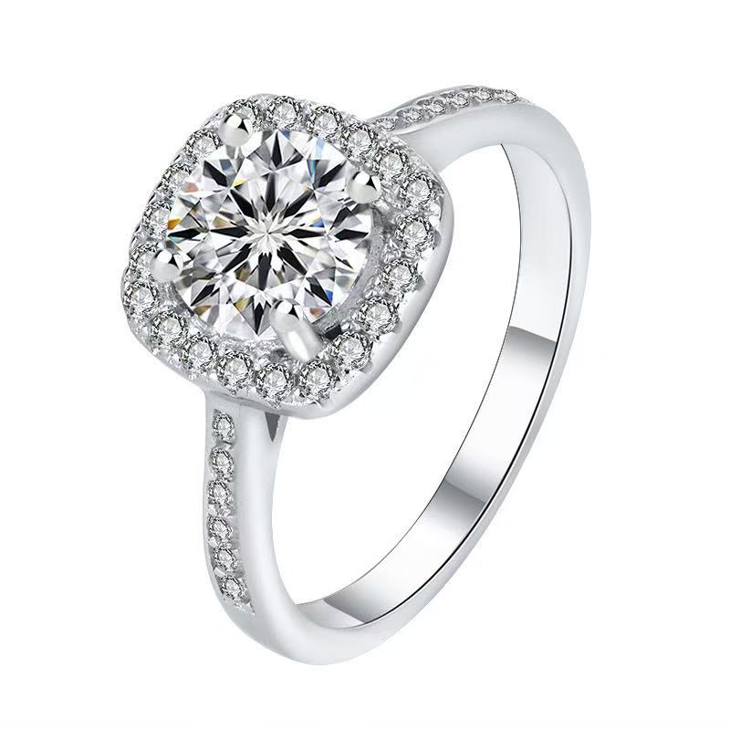 Certisfied 0.5-5ct Moissanite Engagement Rings D Color Green Yellow Diamond Square Wedding Ring S925 Sterling Silver Wholesale - view 7