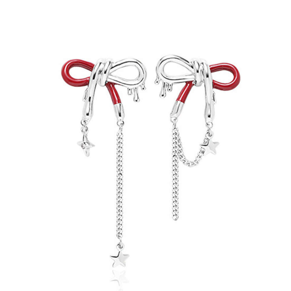 DHcollections Light Luxury High-End Simple Versatile Bowknot Four-Pointed Star Tassel Women's Niche Design Earrings Pendants Ear Jewelry Wholesal