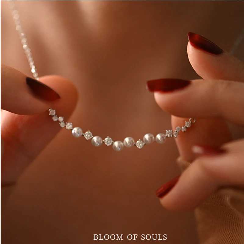 Elegantly 925 Sterling Silver Pearl Zircon Simple O-Chain Pendant Necklace For Women Wedding Jewelry Fine Accessories Wholesale M251211