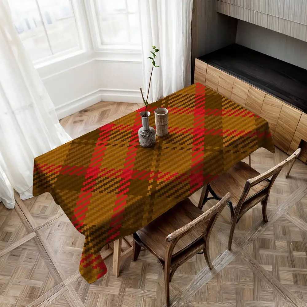 Tartan Print Summer Rectangle Tablecloth - Breathable For Lawn Parties BBQs Outdoor Meals H251211