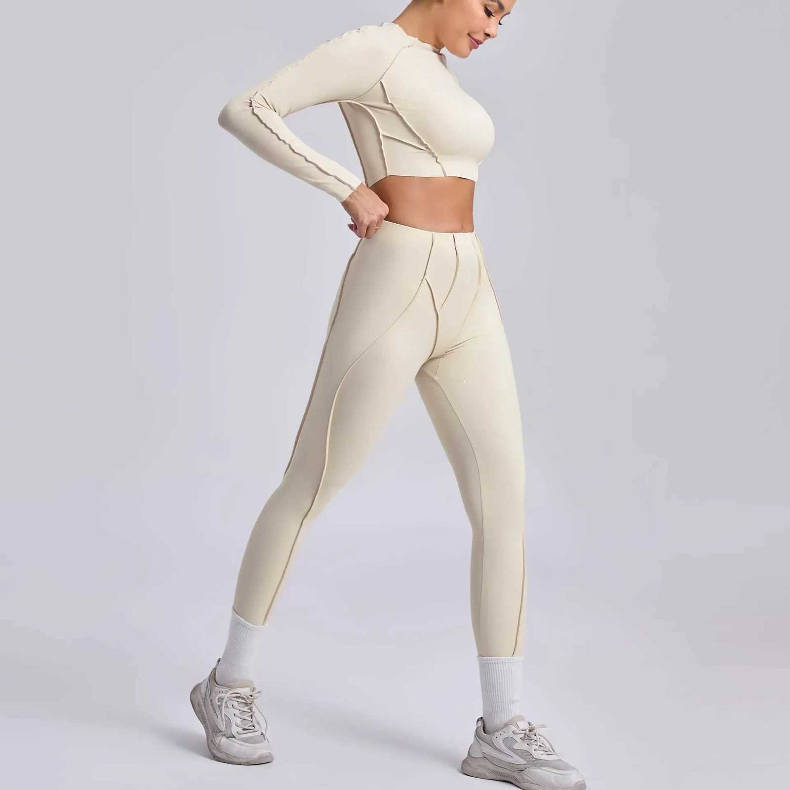 Seamless Yoga Sets Sports Fitness Hip-lifting High Waist Skinny Long-sleeved Suit Running Workout Gym Leggings Sets for WomenT251211