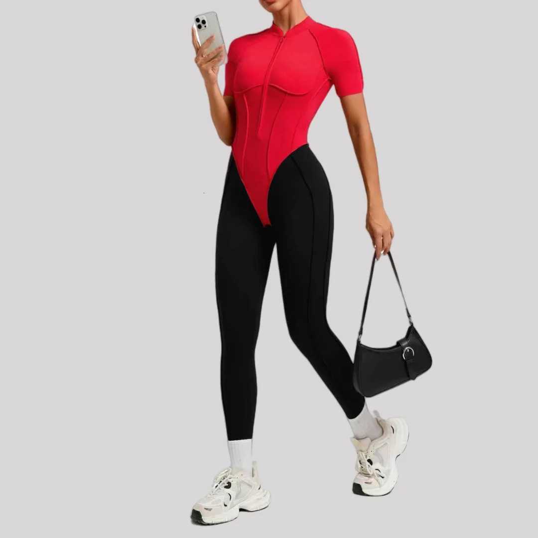 Tight Peach Hip Yoga Jumpsuit Color Block Backless Removable Padding One-Piece Running Workout Clothes Gym Leggings BodysuitsT251211