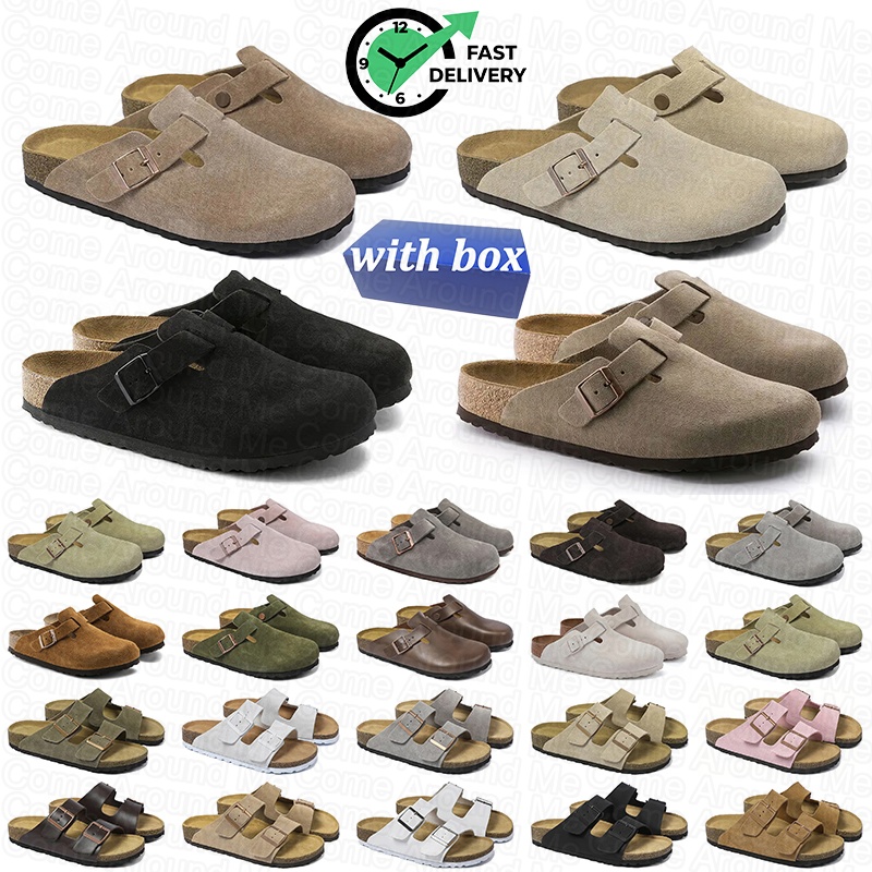 with box designer slides sandals clogs for men women mules slippers leather flip flops mens womens suede shoes trainers