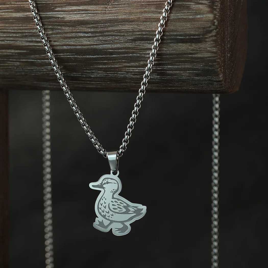 Kinitial Stainless Steel Necklaces Animal ly Duck Pendants Chains Choker Fashion Necklace For Women Jewelry Party Gifts M251211
