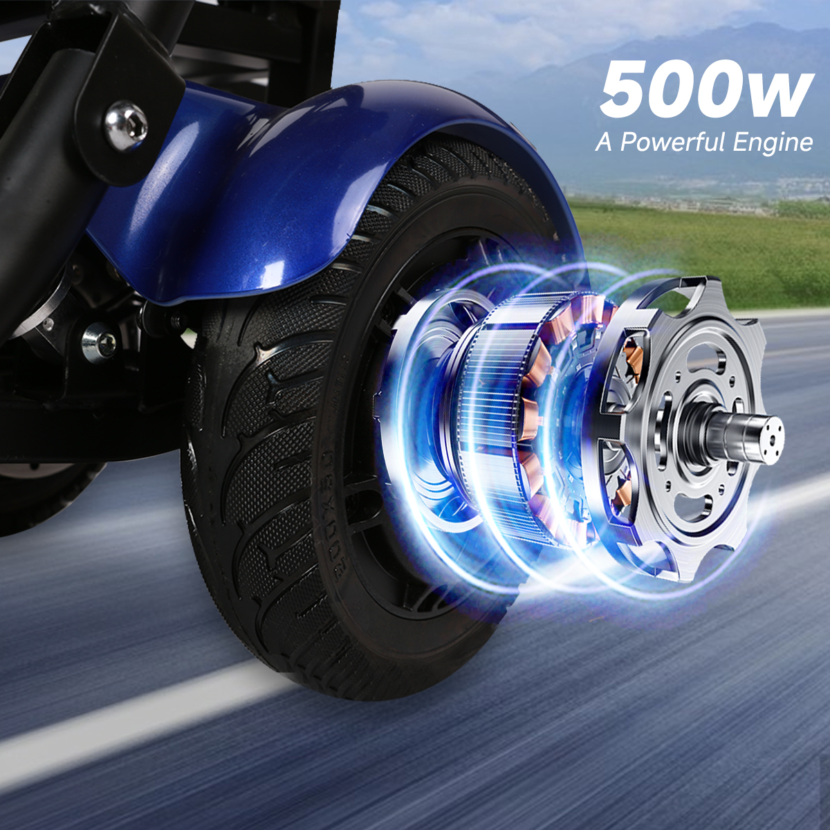 HEZZO T2 Four Wheel Escooter 36V 500W Dual Motors Powerful 8Inch Electric Foldable Scooter 18Ah For Aged & Disable