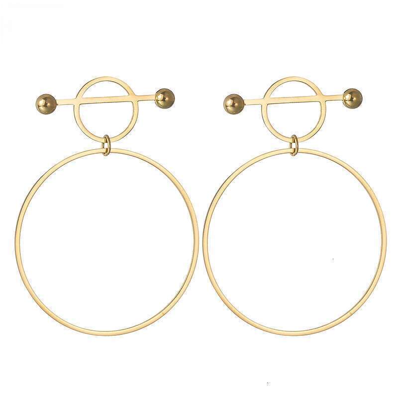 DH collections: New Gold-Plated Stainless Fashion INS Style Hollow Circle Hoop Earrings Titanium Steel Jewelry