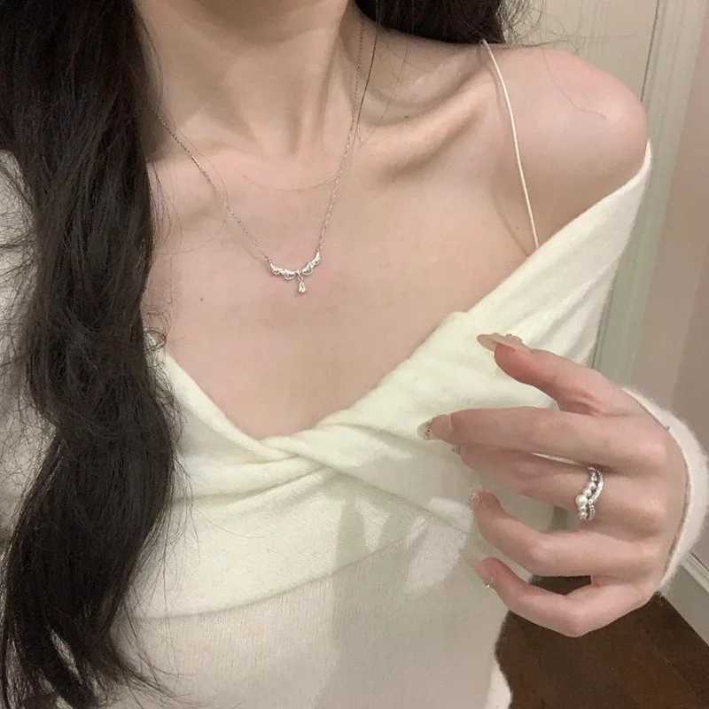 Lace Princess Water Drop Necklace Womens Light Luxury Niche Design New French High-end Sense Cold Wind Send Girlfriend Necklace M251211