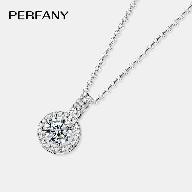 PERFANY 1-5CT Moissanite Necklace for Women S925 Pure Silver Round Laboratory Diamond Pendant Fashionable Wedding Luxury Jewelry M251211