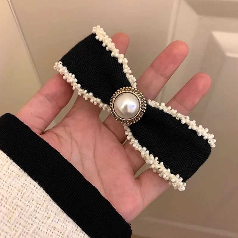Pearl Bow Hairpin French Elegant Ponytail Clip Spring Clip Sweet Girl Hair Pin Wan Bangs Side Clip Heaear Hairgrip dr Y251210