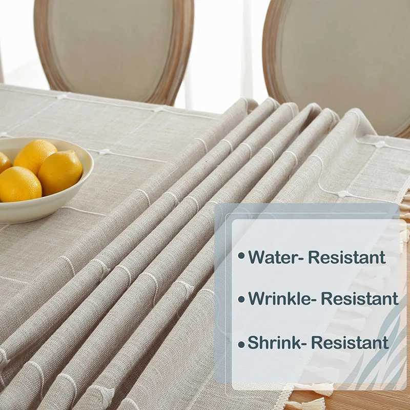 Rustic Tablecloth Rectangle/Round Cotton Linen Dustproof Burlap Table Cloths for Hotel Tea Restaurant Kitchen Dining Decorations H251211