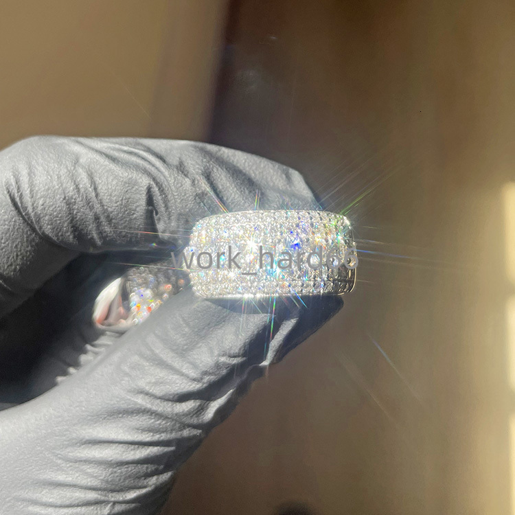 Fashion Design 925 Silver Iced Out Moissanite Diamond Mens Cuban Diamond 18k Gold Plated Ring for Hiphop Life Jewelry