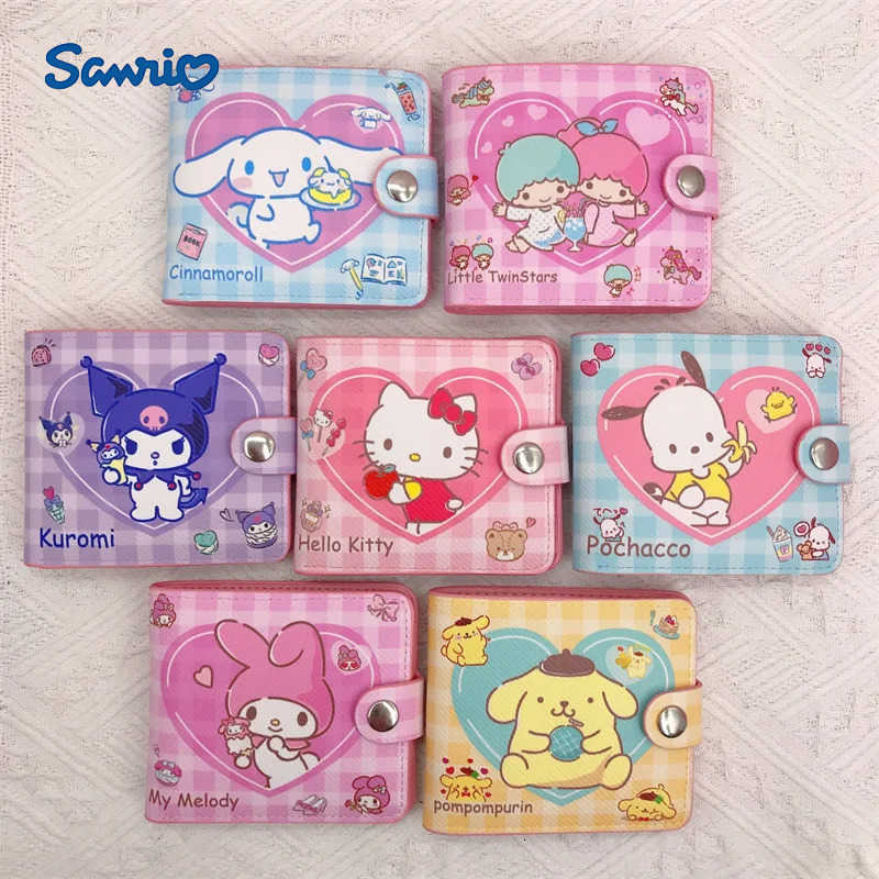 Sanrio Hello Kitty Cute Wallet Women Coin Purses Leisure Zipper Melody Card Holder Kuromi Coin Pouch Cartoon Printed Clutch Case H2512111