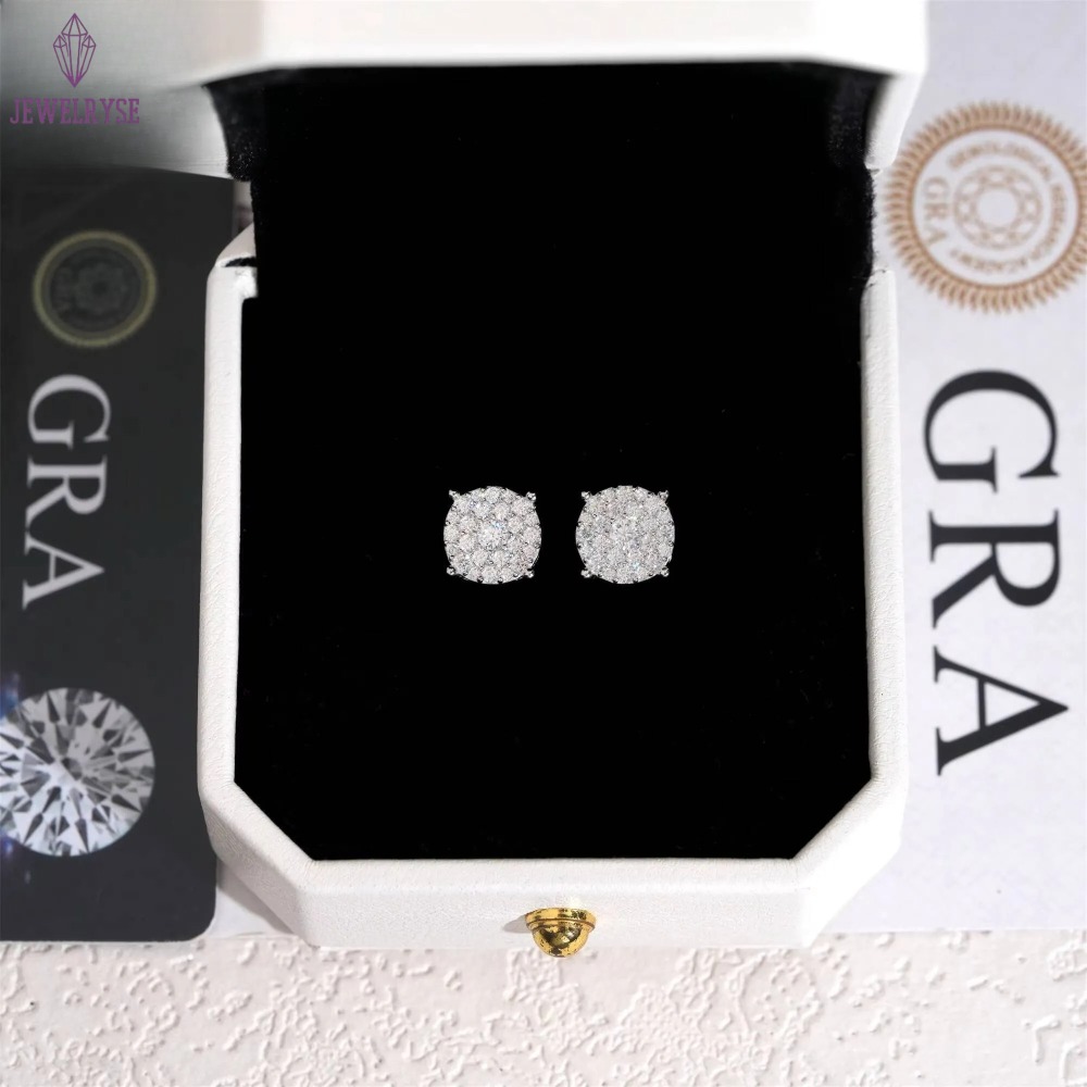 Pass Tester 18K Gold Plated Screw Back Stud Earrings 925 Silver VVS Moissanite Diamond Ear Studs Fine Hip Hop Mens Women Jewelry