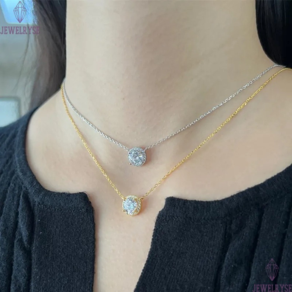 1ct circle 925 sterling silver necklace designer for woman luxury jewelry 5A zirconia heart diamond 14k gold necklaces designer chokers womens teen gi
