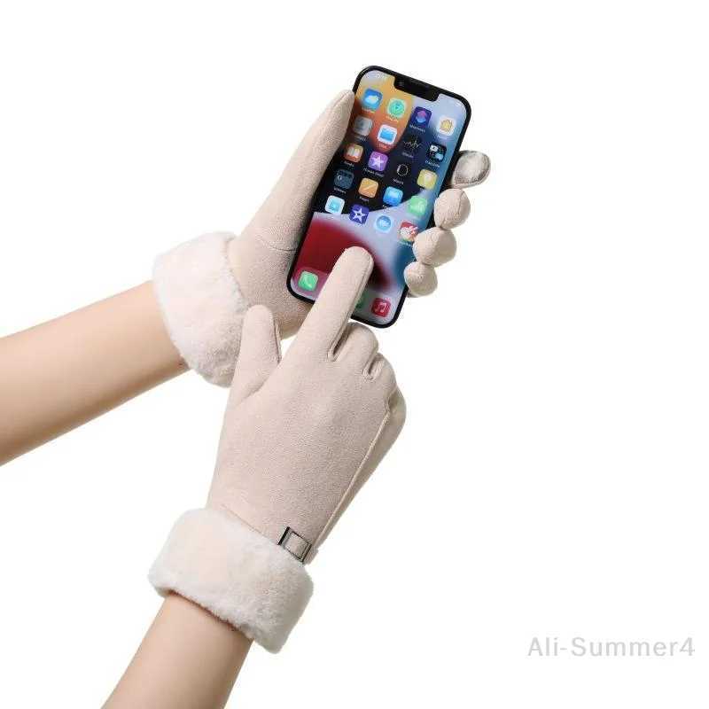 Fashion Gloves Autumn Winter Cute Furry Warm Mitts Full Finger Mittens Women Outdoor Sport Female Gloves Touch Screen Gloves Y251211