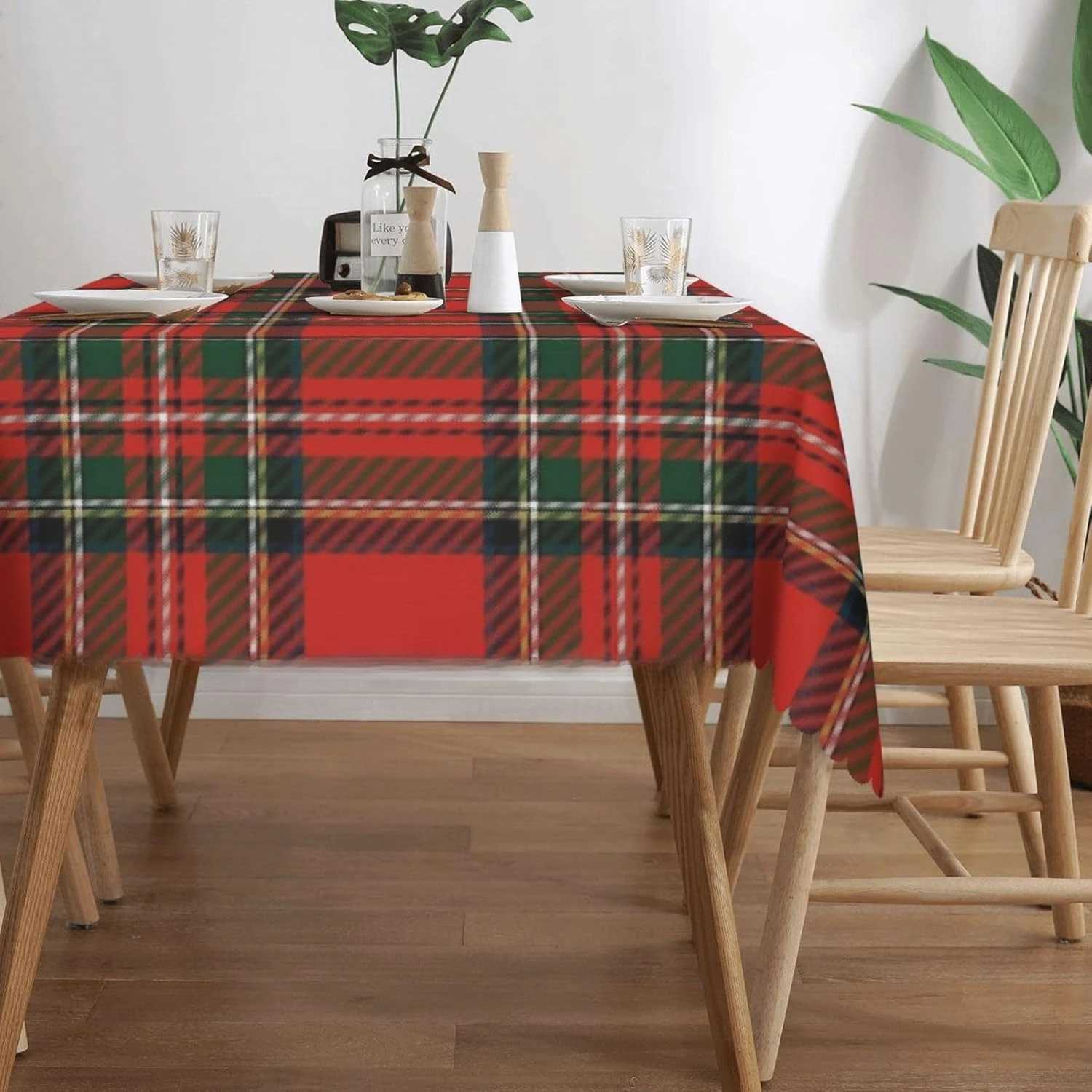 Christmas Red Green Checkered Waterproof Tablecloth Table Decor Winter Xmas Kitchen Dining Tablecloth Christmas Decorations H251211