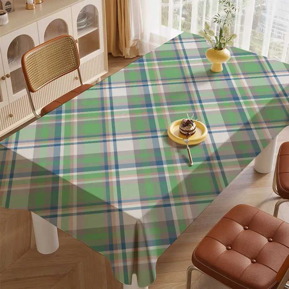 Tartan Print Durable Rectangle Tablecloth - Scratch-Resistant For Restaurants Cafs Service H251211