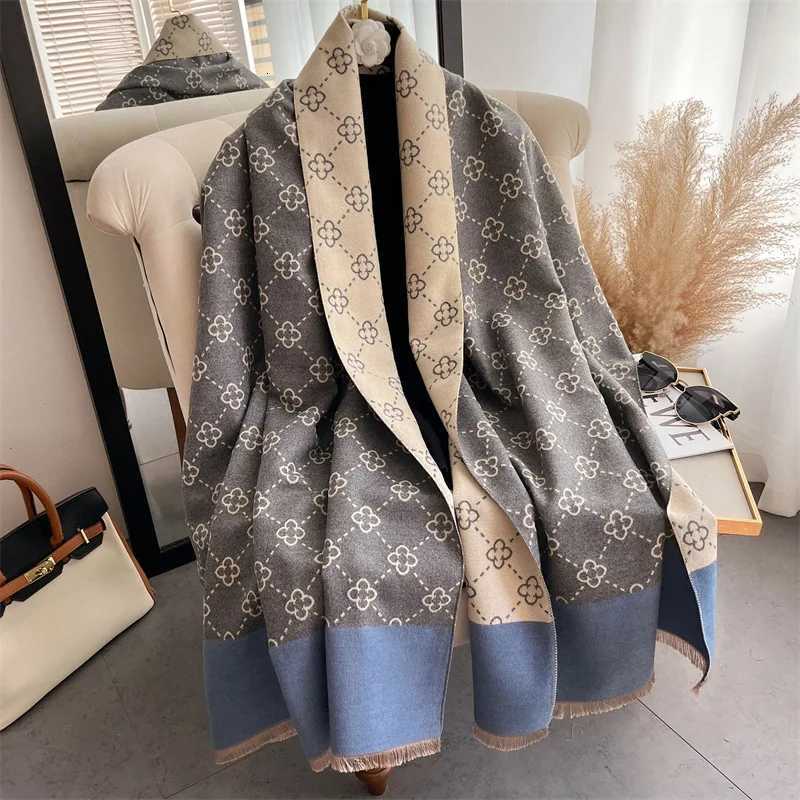Thick Winter Poncho Women Scarf Luxury Floral Warm Shawl and Wrap Cashmere Like Pashmina Blacnket Design Stoles Bufanda Echarpe Y251211