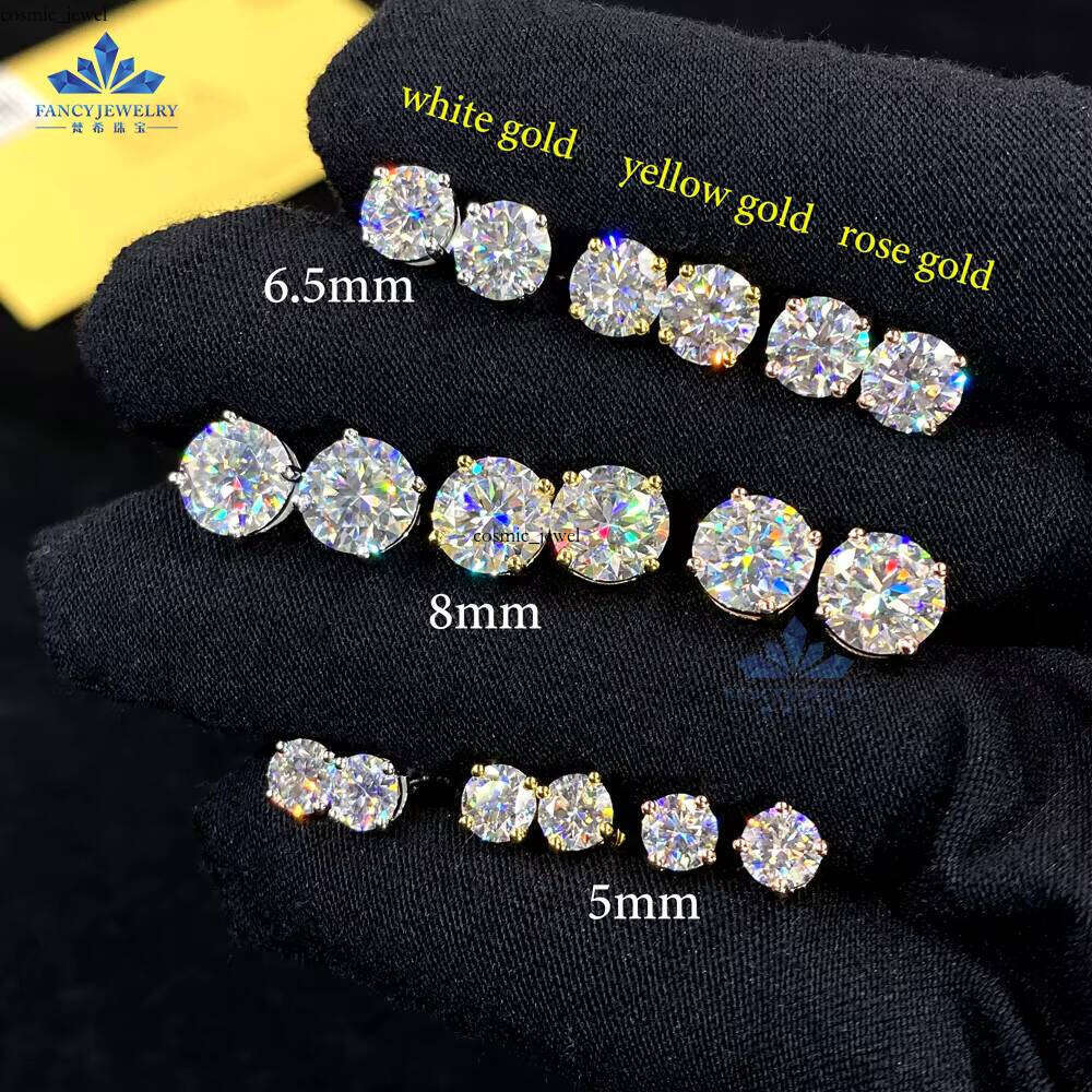 Factory Wholesale 925 Silver Silicon Stone 0.5ct 1ct 2ct Magnetic Solitaire VVS Moissanite Stud 4 Prong Gold Plated Earrings