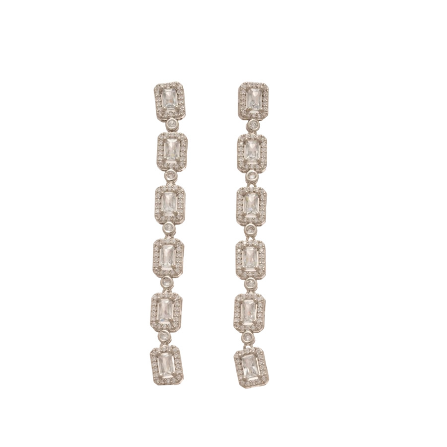 Silver Needle Zircon Square Tassel Minimalist Style Elegant Light Luxury High-end Design Sense Niche Earrings for Women - view 7