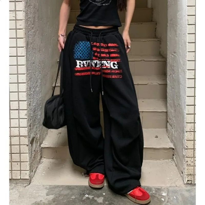 Letter American print n elastic waist casual wide-leg pants women versatile sports skateboard basketball Sweatpants Z260314