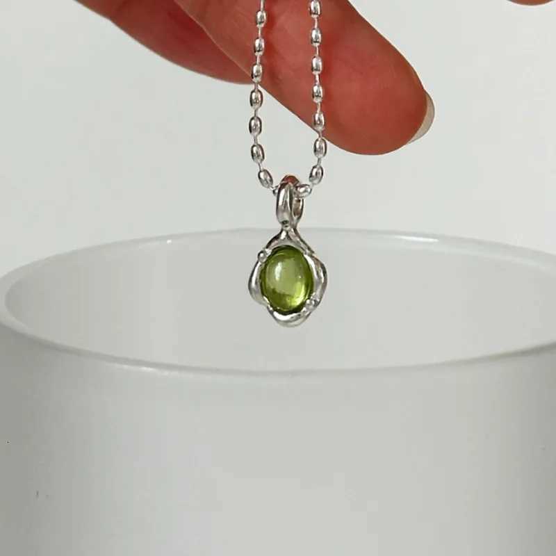 VENTFILLE 925 Sterling Silver Green Crystal Necklace for Women Girl Temperament Banquet Water Drop Jewelry Gift Dropshipping M251211