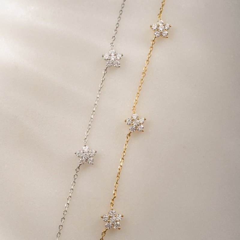 Jewellery Necklace Fine Jewellery Silver Plated Flower Daisy Dainty Layering Cubic Zirconia April Birthstone Minimalist Chain for Daily Wear and Birth