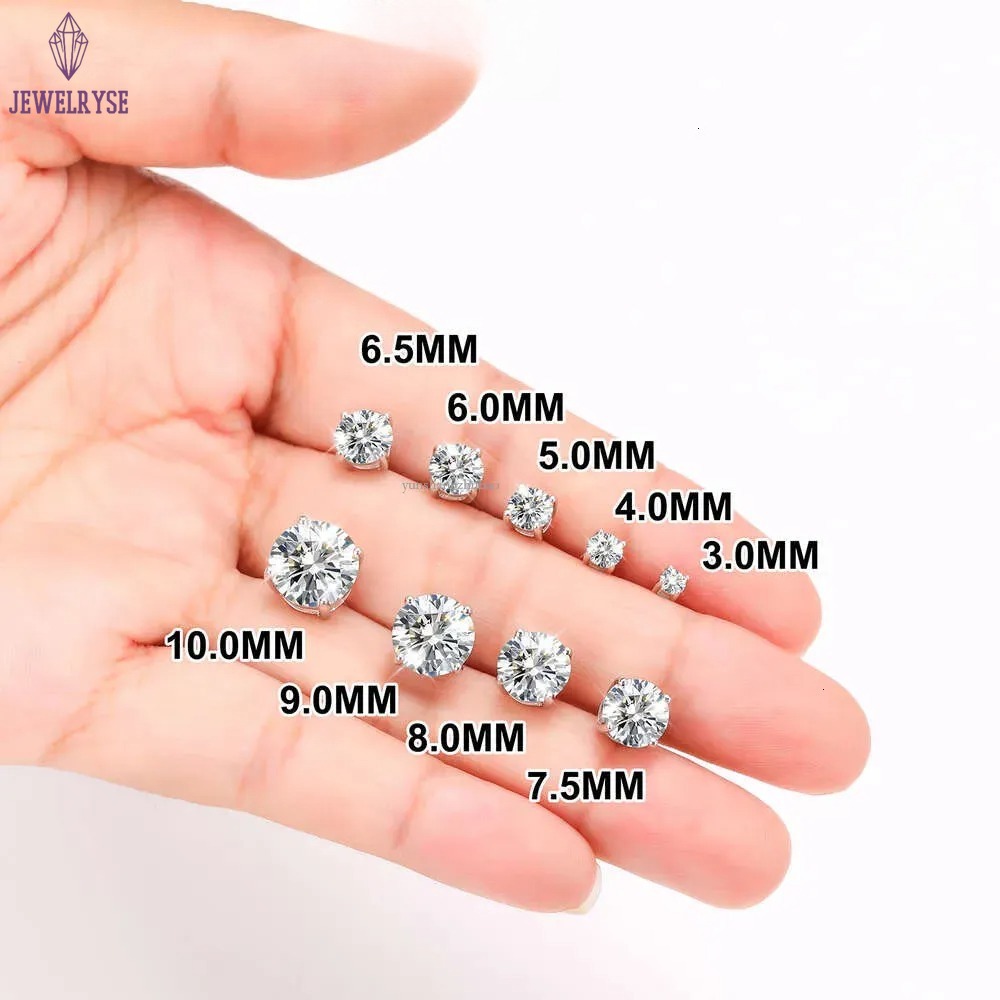 Dropshipping Usa Warehouse 3mm-10mm Gold Plated Sterg Sier Vvs Moissanite Dia Women Mossanite Stud Earrings Men