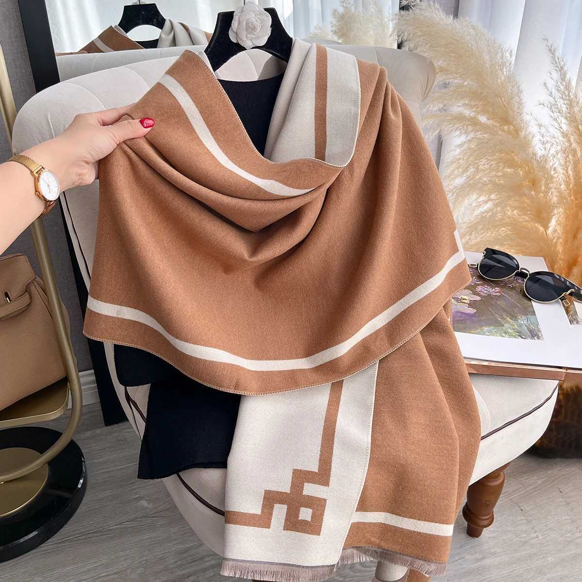 2025 Luxury Winter Cashmere Scarf Women New Design Warm Pashmina Blanket Poncho Scarves Female Print Shawl Thick Foulard Bufanda Y251211