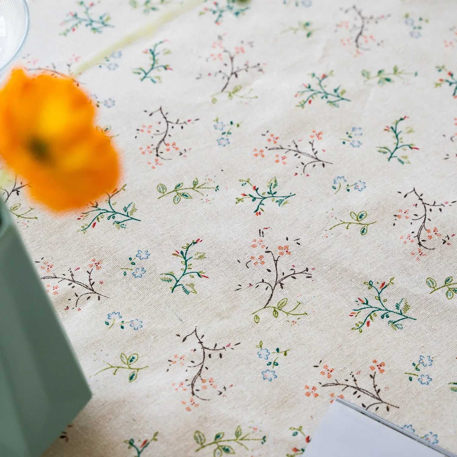 Flower Pattern Tablecloth Cotton Linen Blend Rectangular Dining Table Cover for dining Buffet Parties and Camping Decoration H251211