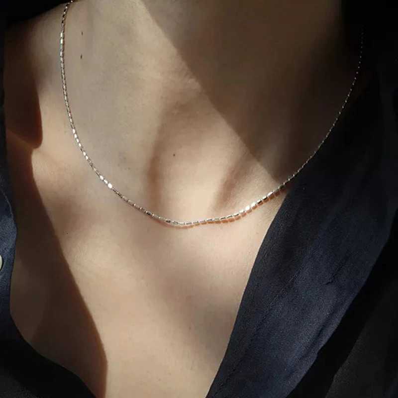 925 Sterling Silver Necklace With Simple Geometric Beads Choker Shiny And Delicate CollaRBone Chain For Women Fashion M251211