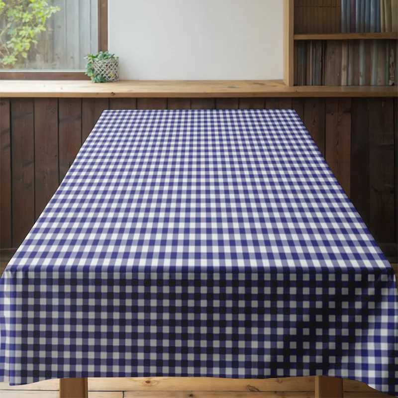 ic Checkered Tablecloth - Premium Quty Blue Gingham Fabric for Dining Room Decorations Reversible Plaid Cover All Sizes H251211