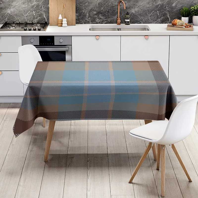 Modern Home Decor Tablecloth ic Blue Plaid Dining Room Linen Cover for Kitchen Living Room Decoration 60x120 inches L H251211