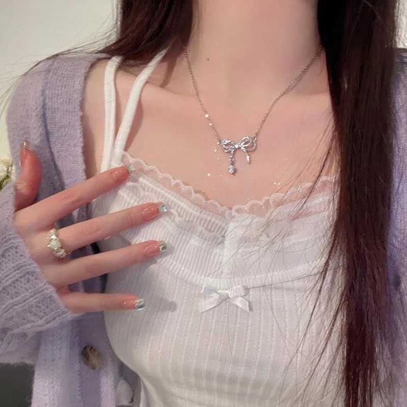 Bow Knot Pendant Necklace For Women Design Elegant Korean Fashion Necklaces Woman Charms Party Lady Accesorios M251211