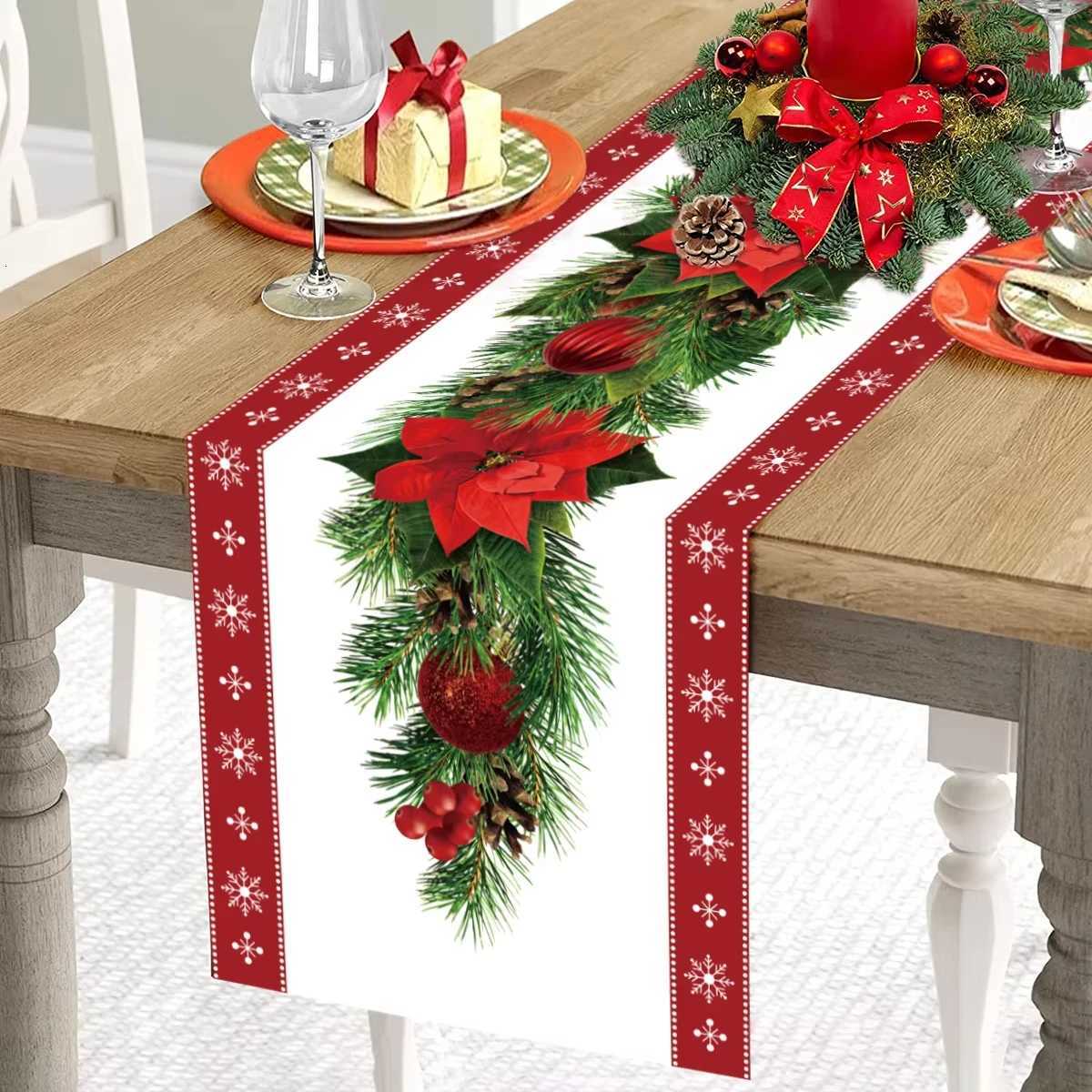 Christmas Decorations For Home Christmas Table Runner 2025 Christmas Table Flag Cover Navidad Noel Gift New Year Tablecloth H251211