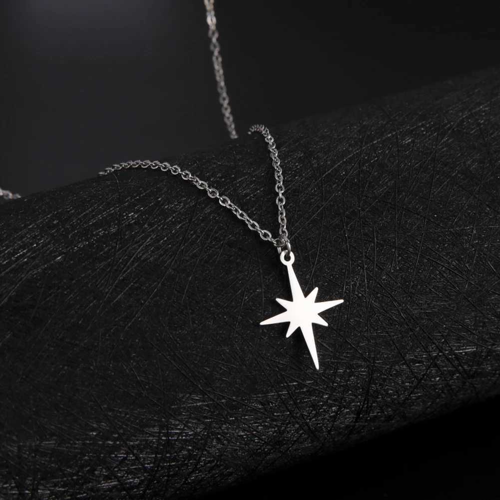 Lemegeton Simple North Star Pendant Necklace Fashion Womens Necklace StainlESS Steel Starlight Choker Jewelry Party Gift M251211