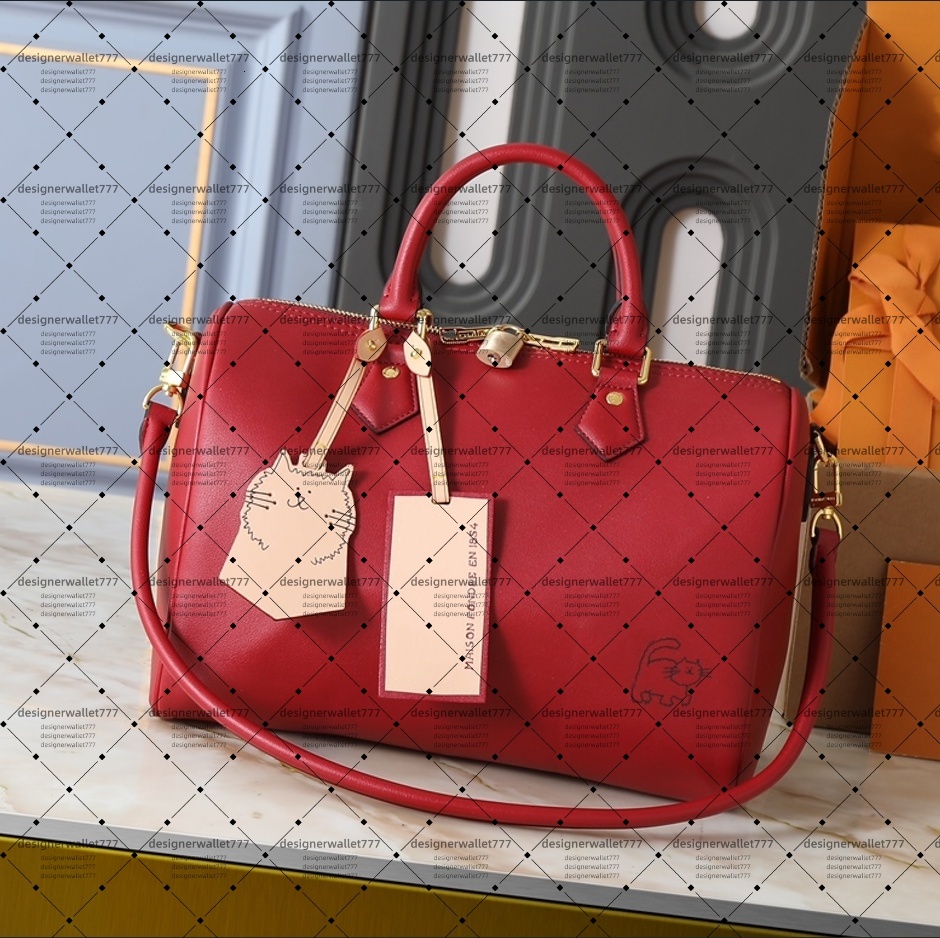 10A Women SpeedySoft P9 Soft 30 Tote bag Plum Calfskin leather shoulder bags zipper charm cat shaped key capacious Gold-toned hardware Mirror Quality M25766 M12803