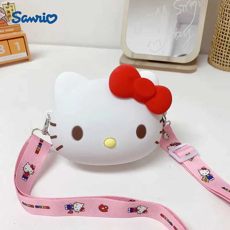 Sanrio Kawaii Hello Kitty Silicone Shoulder Bag Cartoon Storage Bags Portable Satchel Fashion Purse Coin Pouch Christmas Gifts For Girl H251211