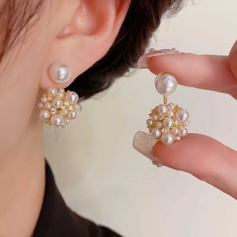 1 Pair Elegant Luxurious Imitation Pearl Ball Pendant Earrings 925 Sterling Sier Earrings Alloy Material for Daily Wear Gifts Y251210