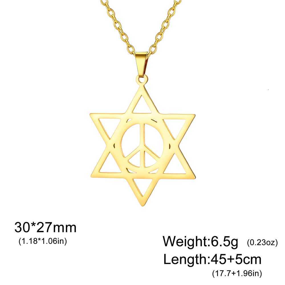 Dawapara Star of David Peace Symbol Necklace Peace Sign Je Hexagram Pendant Protection Talisman Stainless Steel Jewelry M251211