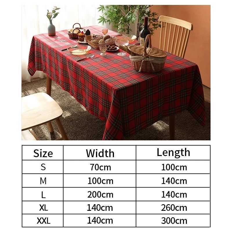 Christmas Red Green Grid Tablecloth Rectangle Dinner Table Cloth INS-style Restaurant Table Cover Christmas New Year Party Decor H251211