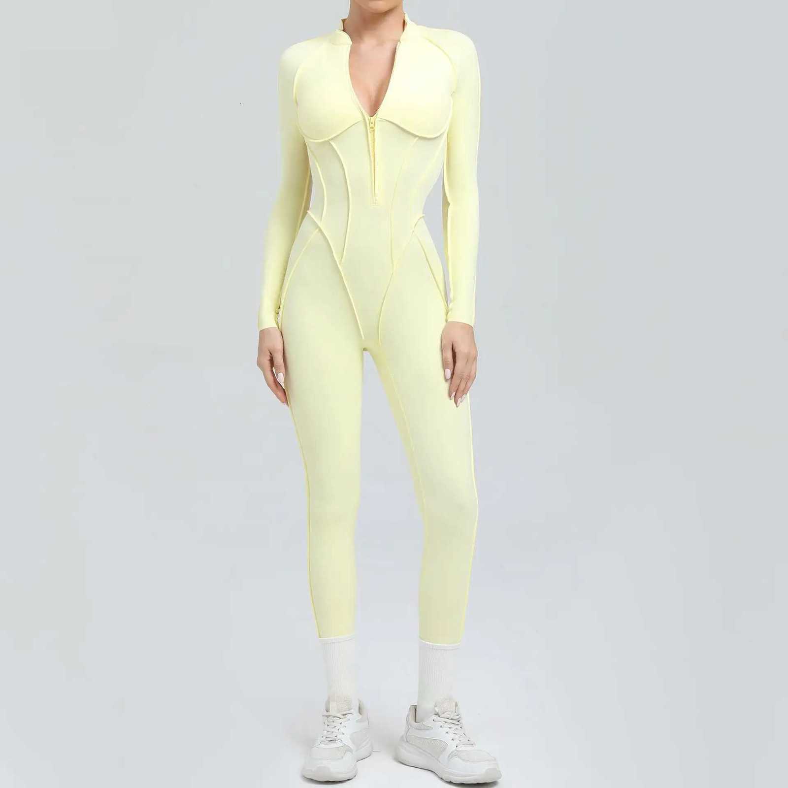 Seamless Yoga Jumpsuits Sports Fitness Zipper Hip-lifting Short-sleeved Backless Dance Workout Gym Shorts Bodysuits for WomenT251211