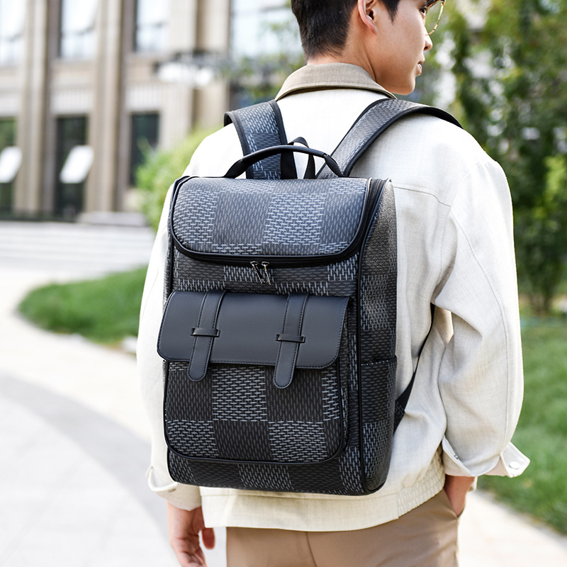 Free Shipping Backpack Men Fashion Plaid Commuting Travel Backpack High Quality Waterproof College Students Bag