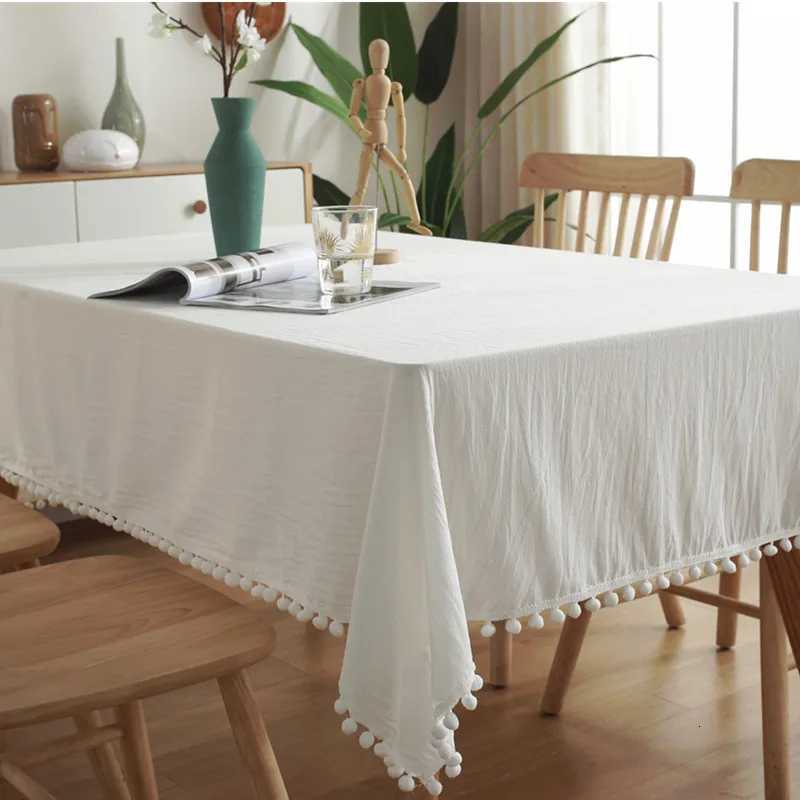 Cotton Fabric Tablecloth Tassels Stitching Washable Table Cloth for Wedding Party Dining Banquet Decoratio Christmas Table Cover H251211