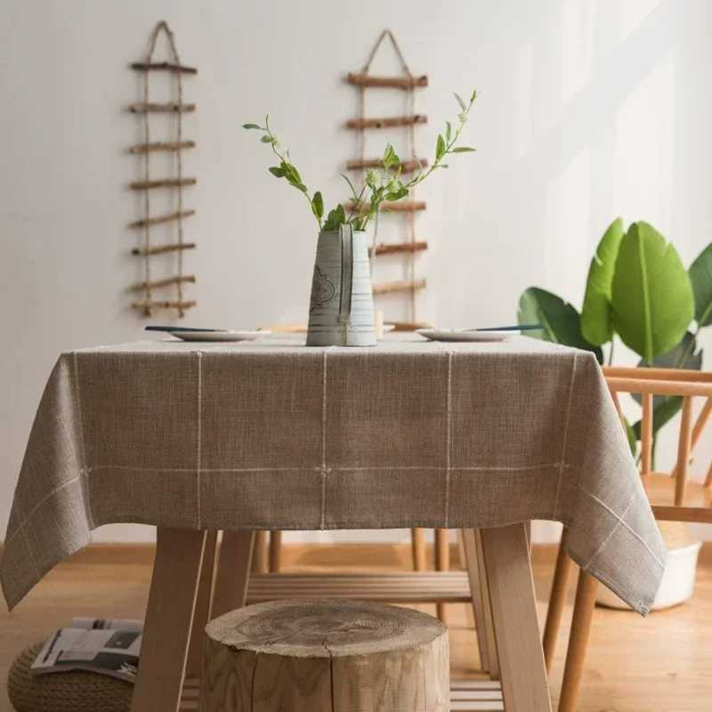 Tablecloth Cotton Linen Stripe Resistant Dust-Proof Soft Table Cover for Kitchen Dinning Wedding Tabletop Decoration Rectangular H251211