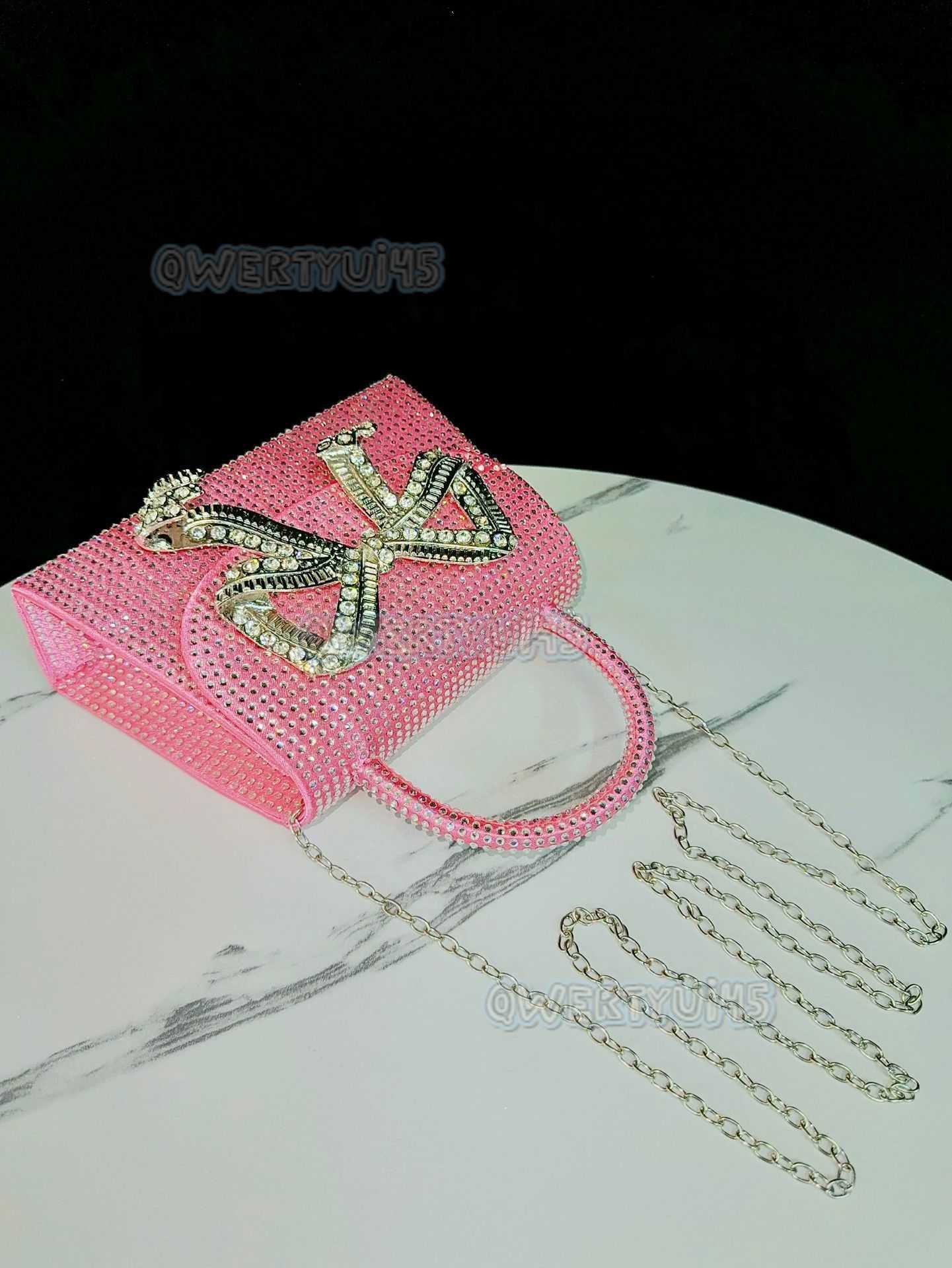 Evening Bags Shiny Bow Party Bag For Women Luxury Designer handbag Purse 2024 New Fashion Diamond Cain Crossbody H251211