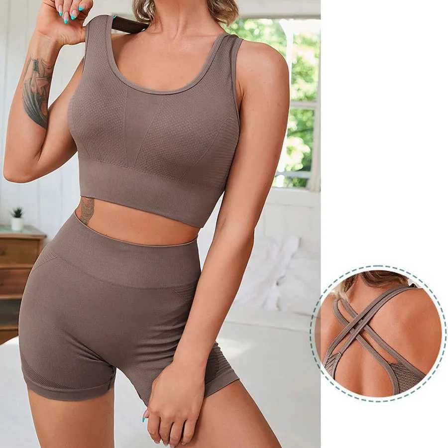 Workout Outfits for Women 2 Piece Seamless Ribbed High Waist Leggings with Sports Bra Exercise SetT251211