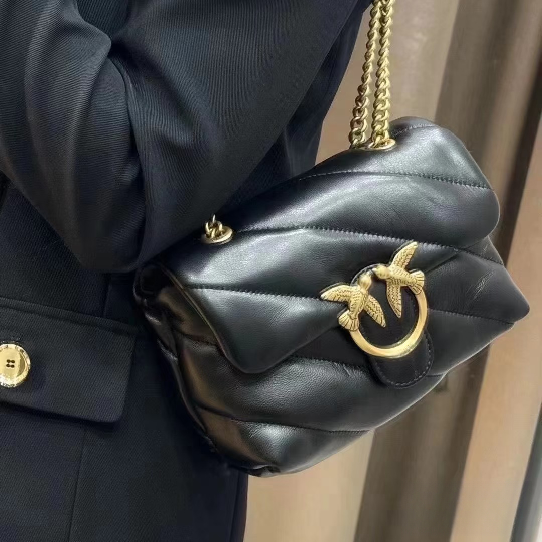 Mirror Quality Evening Designer Flap Tweed Puff Bird Logo Leather Pinkoos Womens Luxury Adjustable Chain Crossbody Bag